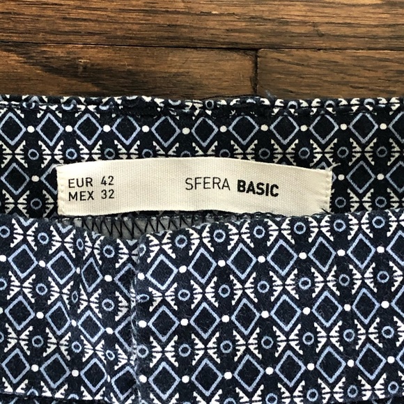 Sfera by El Corte Inglés blue patterned women Capri pants sz 10 - Picture 4 of 8